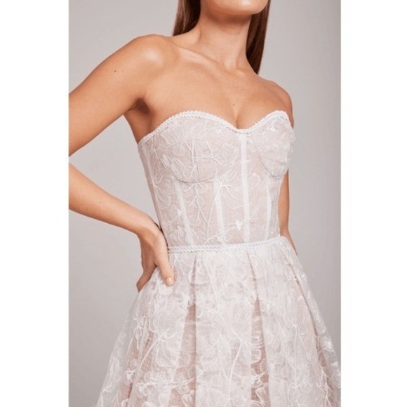 NADINE MERABI Olivia Strapless Lace Dress, Designer Luxury Medium (8) White, NWT - Picture 6 of 17